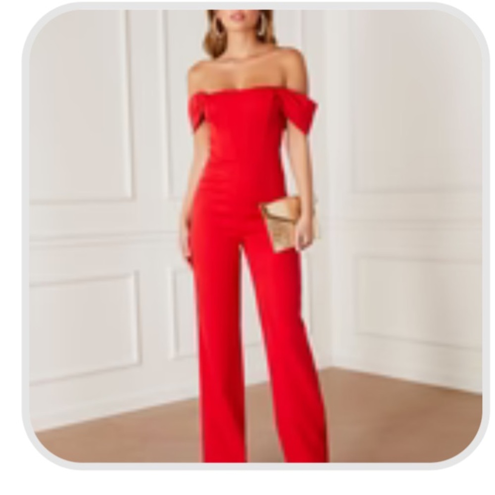 Vici Rosewood off shoulder red jumpsuit